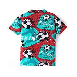 Pine Kids Single Jersey Knit Half Sleeves Night Suit with Football Print - Mint Green