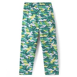 Pine Kids Single Jersey Knit Half Sleeves Night Suit with Animal & Camoflage - Dark Green