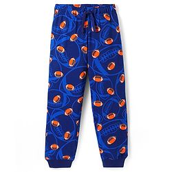 Pine Kids Single Jersey Knit Half Sleeves Night Suit with Rugby Ball Print - Navy Blue & Brown