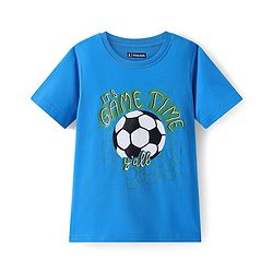 Pine Kids Single Jersey Knit Half Sleeves Night Suit with Football Print - Blue