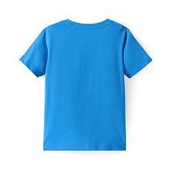 Pine Kids Single Jersey Knit Half Sleeves Night Suit with Football Print - Blue