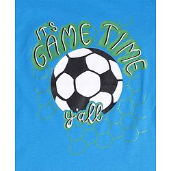 Pine Kids Single Jersey Knit Half Sleeves Night Suit with Football Print - Blue