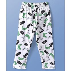 Pine Kids Single Jersey Knit Half Sleeves Night Suit With Gamer Text Print - White