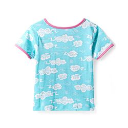 Pine Kids Single Jersey Knit Half Sleeves Shorts Night Suit Text Glitter Print - Light Blue
