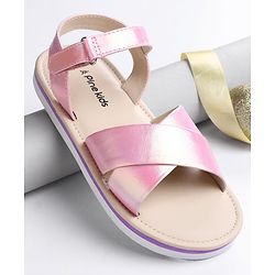 Pine Kids Velcro Closure Sandals with Crossover Straps - Pink