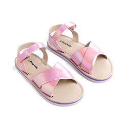 Pine Kids Velcro Closure Sandals with Crossover Straps - Pink