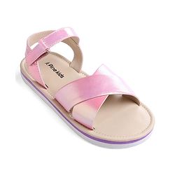 Pine Kids Velcro Closure Sandals with Crossover Straps - Pink