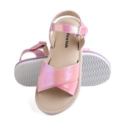 Pine Kids Velcro Closure Sandals with Crossover Straps - Pink