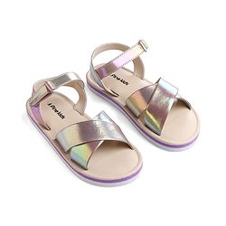 Pine Kids Velcro Closure Sandals with Crossover Straps - Golden