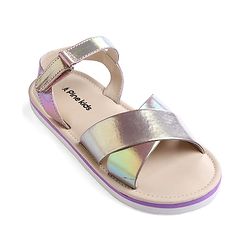 Pine Kids Velcro Closure Sandals with Crossover Straps - Golden