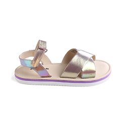 Pine Kids Velcro Closure Sandals with Crossover Straps - Golden