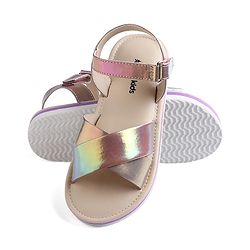 Pine Kids Velcro Closure Sandals with Crossover Straps - Golden