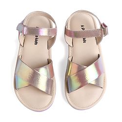 Pine Kids Velcro Closure Sandals with Crossover Straps - Golden