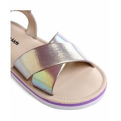 Pine Kids Velcro Closure Sandals with Crossover Straps - Golden