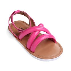 Pine Kids Velcro Closure Sandals with Crossover Straps - Pink