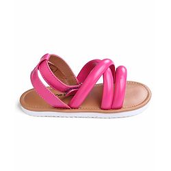 Pine Kids Velcro Closure Sandals with Crossover Straps - Pink