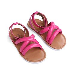 Pine Kids Velcro Closure Sandals with Crossover Straps - Pink