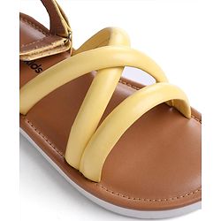 Pine Kids Velcro Closure Sandals with Crossover Straps - Yellow