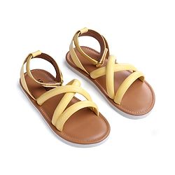 Pine Kids Velcro Closure Sandals with Crossover Straps - Yellow