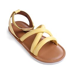 Pine Kids Velcro Closure Sandals with Crossover Straps - Yellow