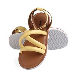 Pine Kids Velcro Closure Sandals with Crossover Straps - Yellow