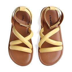 Pine Kids Velcro Closure Sandals with Crossover Straps - Yellow