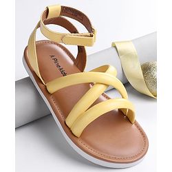 Pine Kids Velcro Closure Sandals with Crossover Straps - Yellow