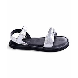 Pine Kids Velcro Closure Sandals with Bow Applique - Silver