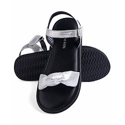Pine Kids Velcro Closure Sandals with Bow Applique - Silver