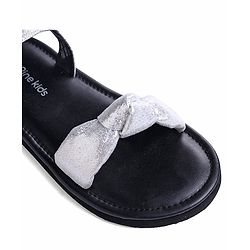 Pine Kids Velcro Closure Sandals with Bow Applique - Silver