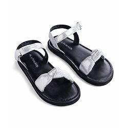 Pine Kids Velcro Closure Sandals with Bow Applique - Silver