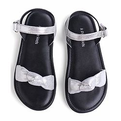 Pine Kids Velcro Closure Sandals with Bow Applique - Silver