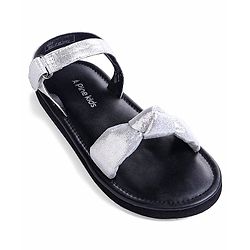 Pine Kids Velcro Closure Sandals with Bow Applique - Silver