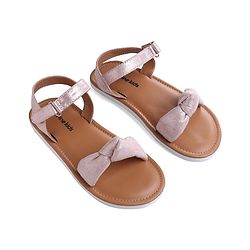 Pine Kids Velcro Closure Sandals with Bow Applique - Rose Gold