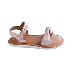 Pine Kids Velcro Closure Sandals with Bow Applique - Rose Gold