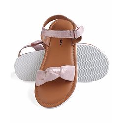 Pine Kids Velcro Closure Sandals with Bow Applique - Rose Gold