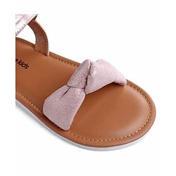 Pine Kids Velcro Closure Sandals with Bow Applique - Rose Gold