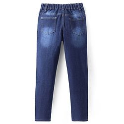 Pine Kids Woven Full Length Solid Washed Denim Jeans - Navy Blue