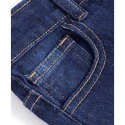 Pine Kids Woven Full Length Solid Washed Denim Jeans - Navy Blue