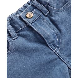 Pine Kids Woven Full Length Solid Washed Denim Jeans - Light Blue