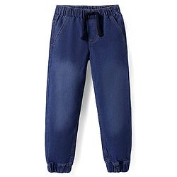 Pine Kids Woven Full Length Solid Washed Denim Jeans - Navy Blue