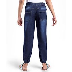 Pine Kids Woven Full Length Solid Washed Denim Jeans - Navy Blue