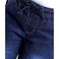Pine Kids Woven Full Length Solid Washed Denim Jeans - Navy Blue