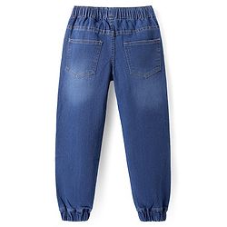 Pine Kids Woven Full Length Solid Washed Denim Jeans - Blue