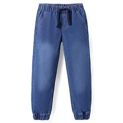 Pine Kids Woven Full Length Solid Washed Denim Jeans - Blue