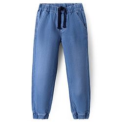 Pine Kids Woven Full Length Solid Washed Denim Jeans - Light Blue