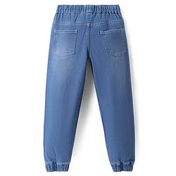 Pine Kids Woven Full Length Solid Washed Denim Jeans - Navy Blue