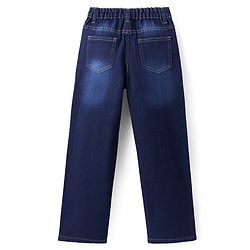 Pine Kids Woven Full Length Solid Washed Denim Jeans - Navy Blue