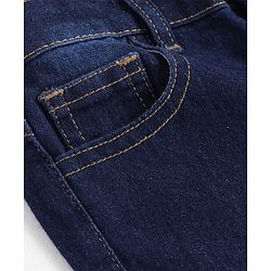 Pine Kids Woven Full Length Solid Washed Denim Jeans - Navy Blue