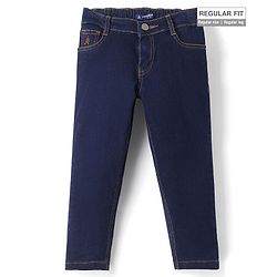 Pine Kids Woven Full Length Washed Denim Jeans - Navy Blue